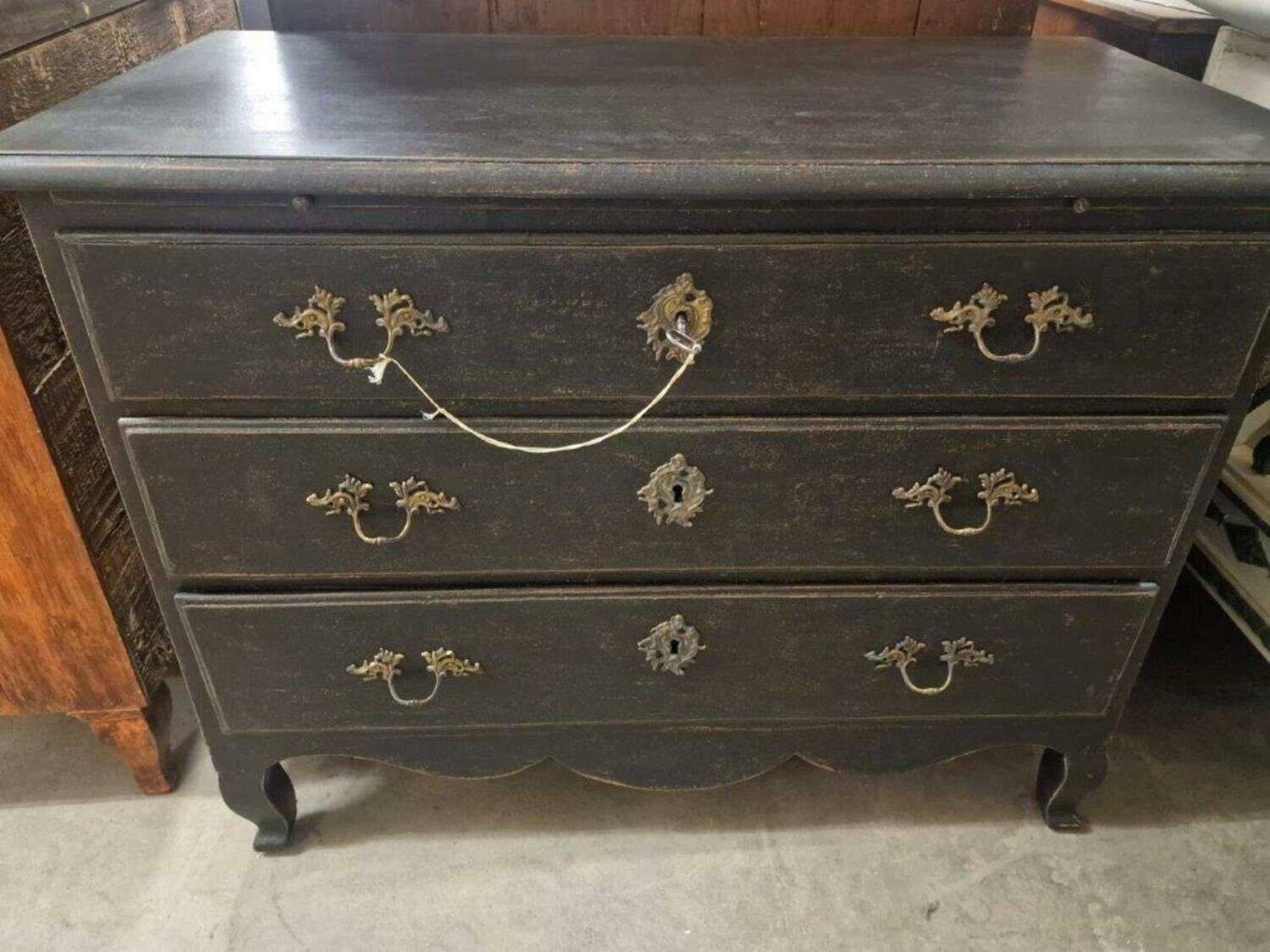 18th Century Swedish Writing Desk, Commode with Original Brass Hardware, circa 1760 - JAA