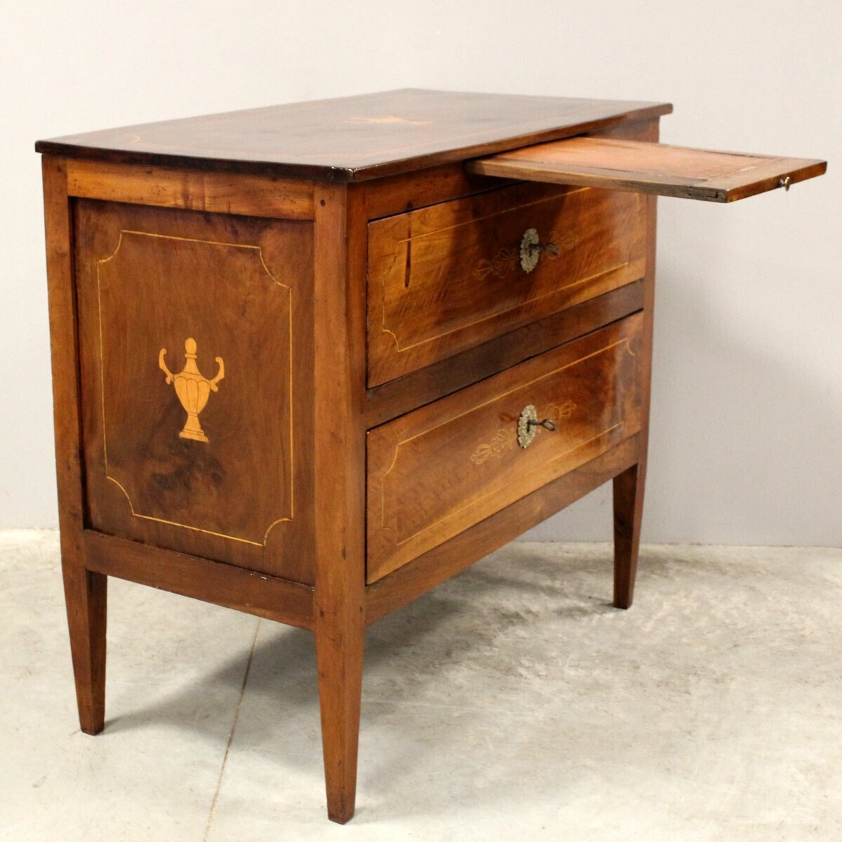 Antique Louis XVI Chest Of Drawers In Walnut And Marquetry - Italy 18th - JAA