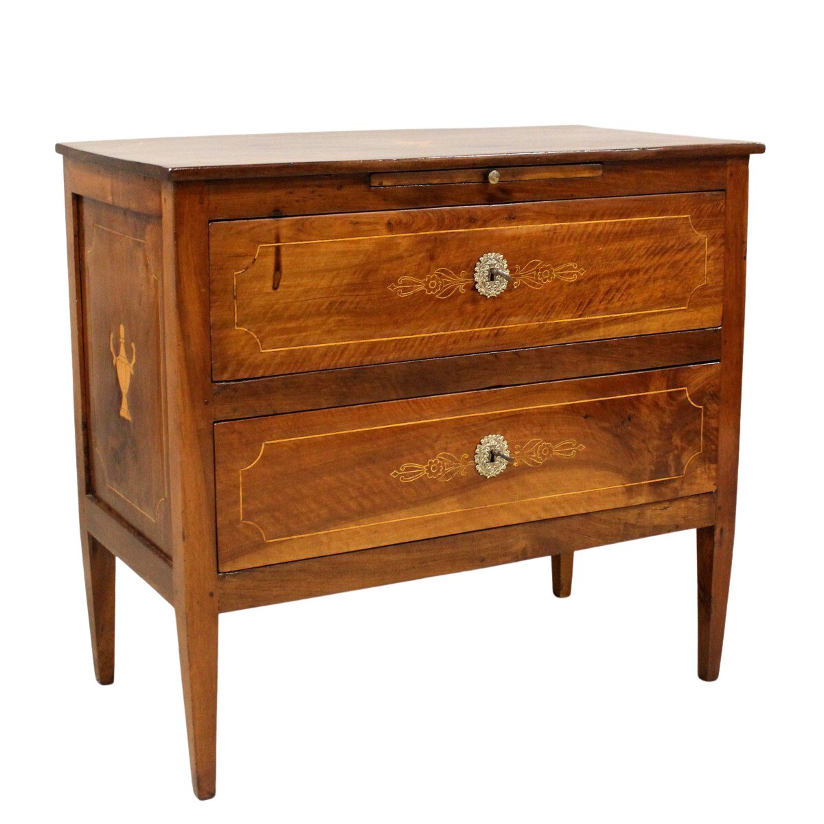 Antique Louis XVI Chest Of Drawers In Walnut And Marquetry - Italy 18th - JAA