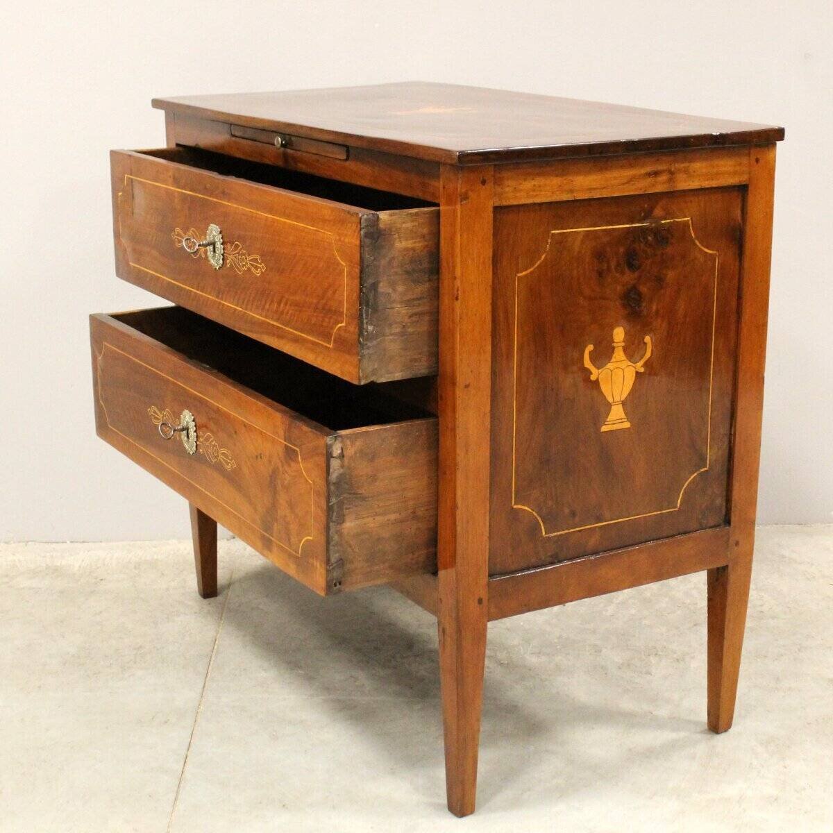 Antique Louis XVI Chest Of Drawers In Walnut And Marquetry - Italy 18th - JAA
