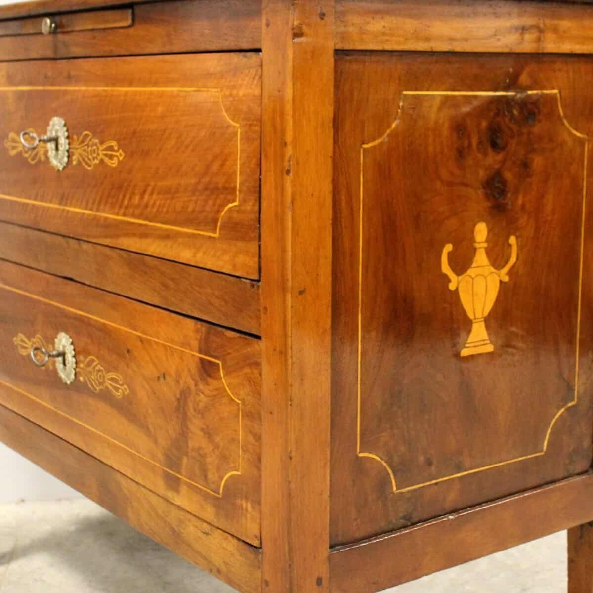 Antique Louis XVI Chest Of Drawers In Walnut And Marquetry - Italy 18th - JAA