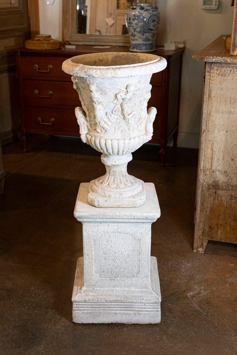 Provençale Medici Vase Inspired Jardinière with Carved Scenes, circa 1870 - JAA