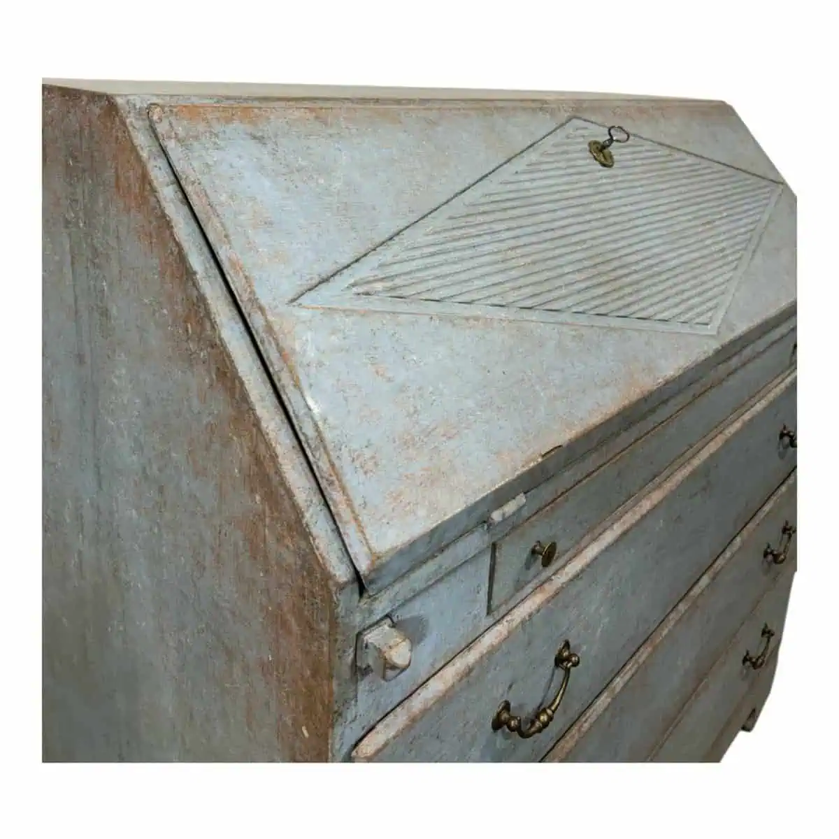 19th-Century Swedish Painted Secretary in Blue with White Highlights, circa 1830–1850 - JAA