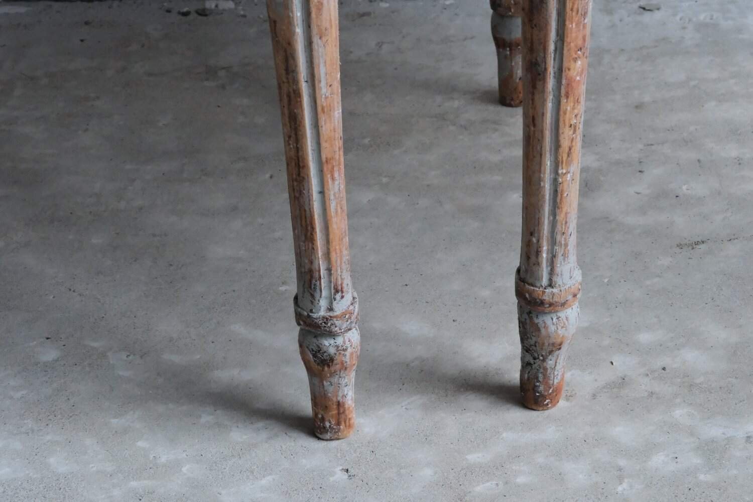 Pair of period Gustavian footstools, repainted in soft blue and newly covered in linen - JAA