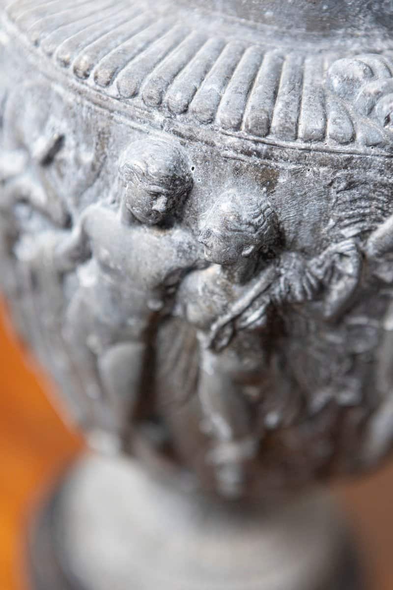 Pair of French Neoclassical 19th Century Baluster Urns with Low-Relief Décor - JAA