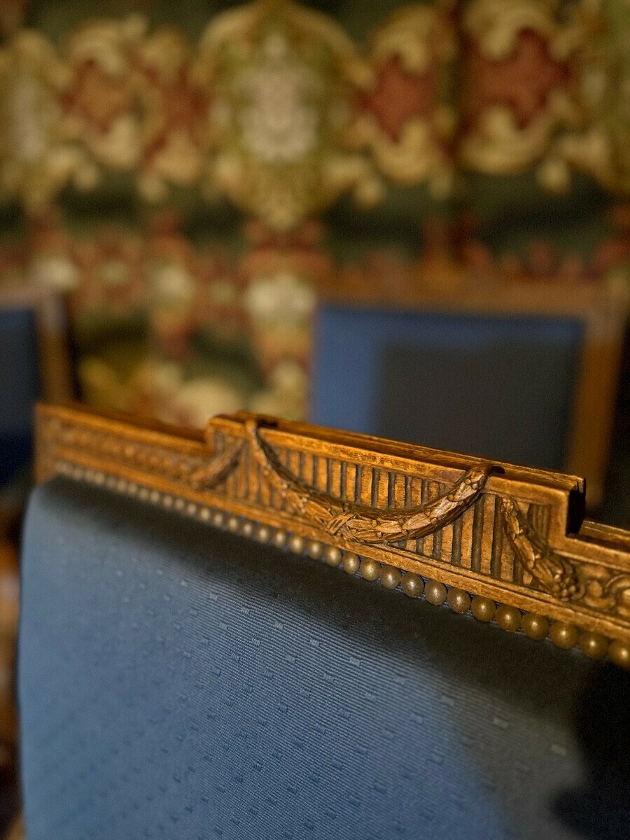 Set Of Four Louis XVI Style Armchairs In Natural Wood - JAA