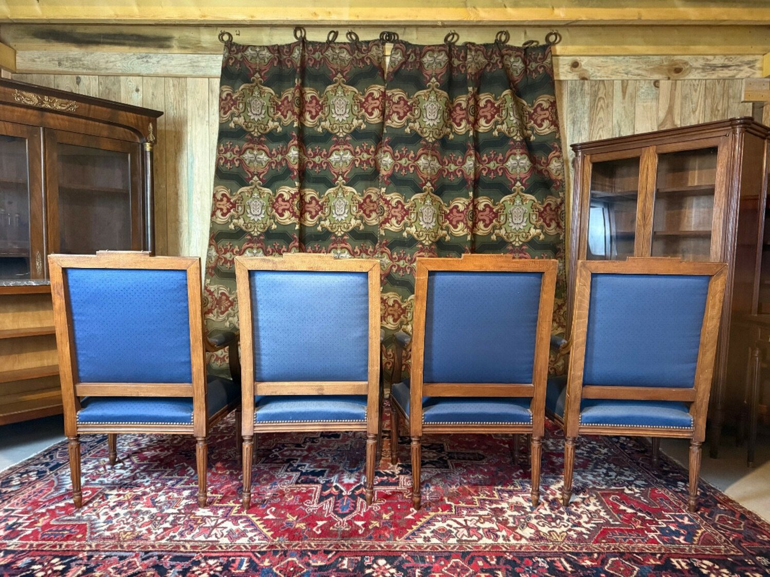 Set Of Four Louis XVI Style Armchairs In Natural Wood - JAA