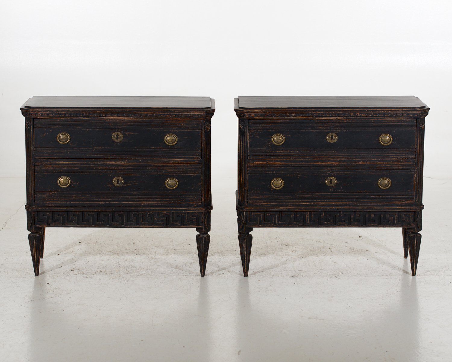 Pair of Swedish Black Commodes Circa 100 Years Old - JAA