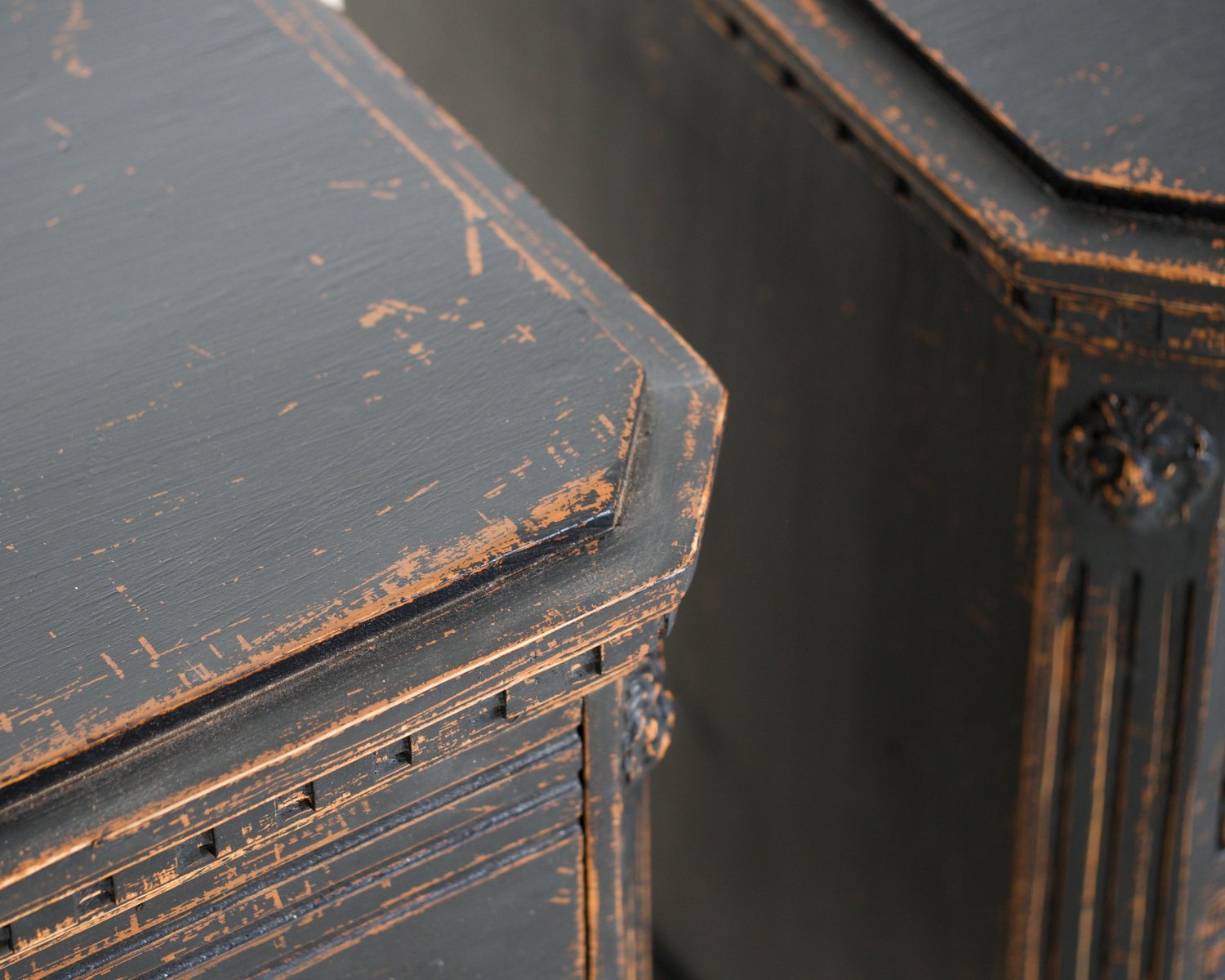 Pair of Swedish Black Commodes Circa 100 Years Old - JAA