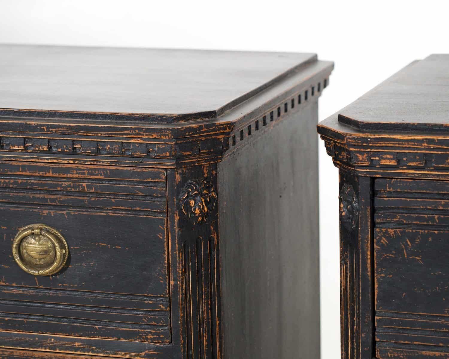 Pair of Swedish Black Commodes Circa 100 Years Old - JAA