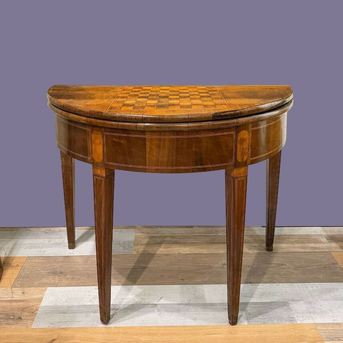 Walnut Half-moon Game Table, Early 19th Century - JAA