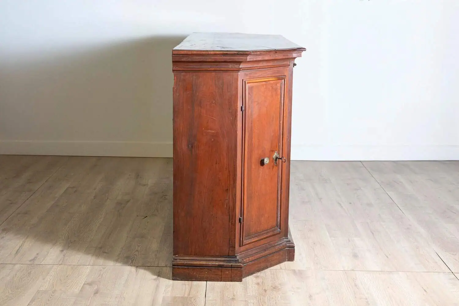 Italian 17th Century Walnut Dresser with Four Drawers and Canted Side Doors - PAIR AVAILABLE - JAA