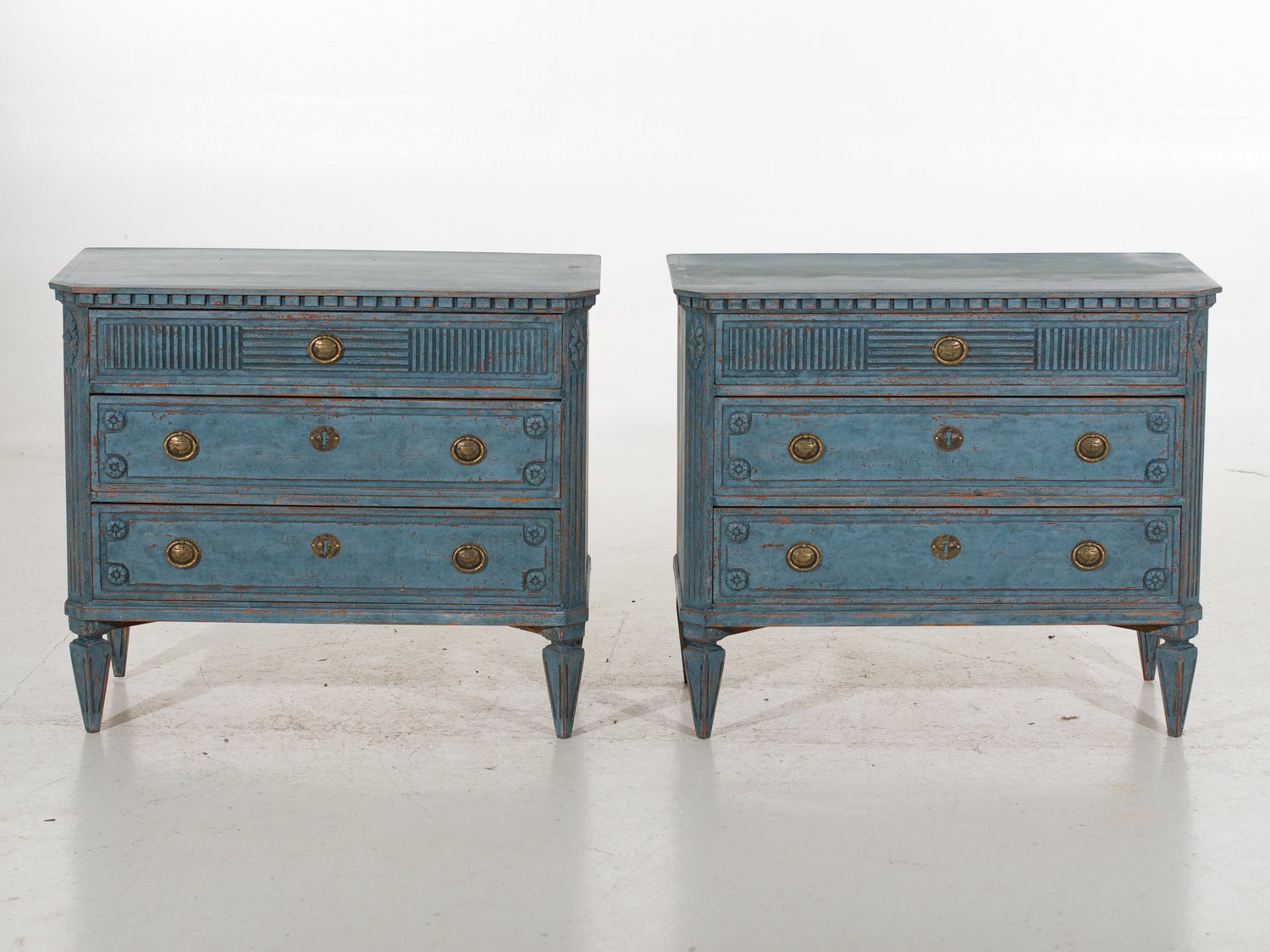 Pair of Swedish Blue Commodes Circa 100 Years Old - JAA