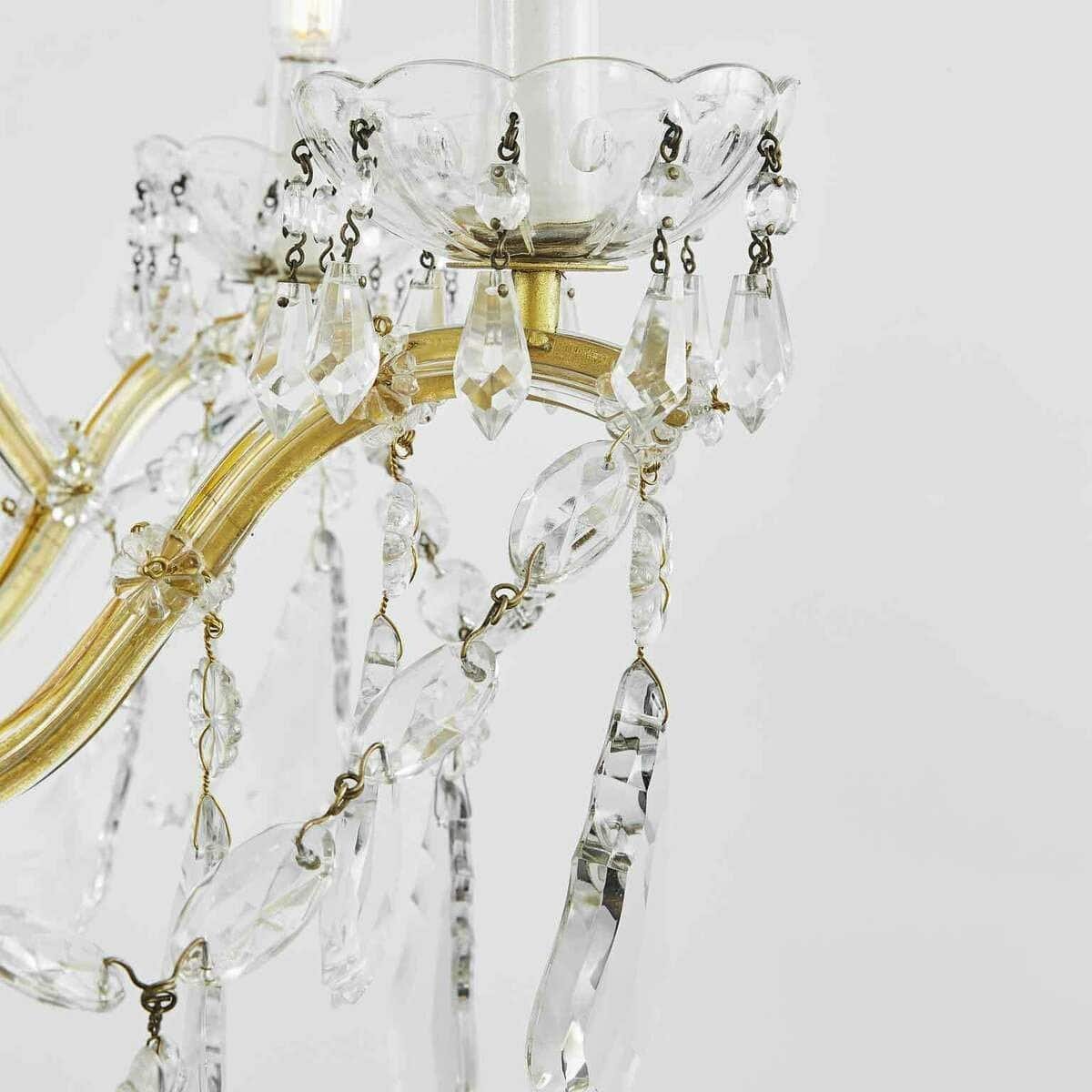 Italian Crystal Chandelier Maria Theresa Seven-Light Pendant 1950s - JAA