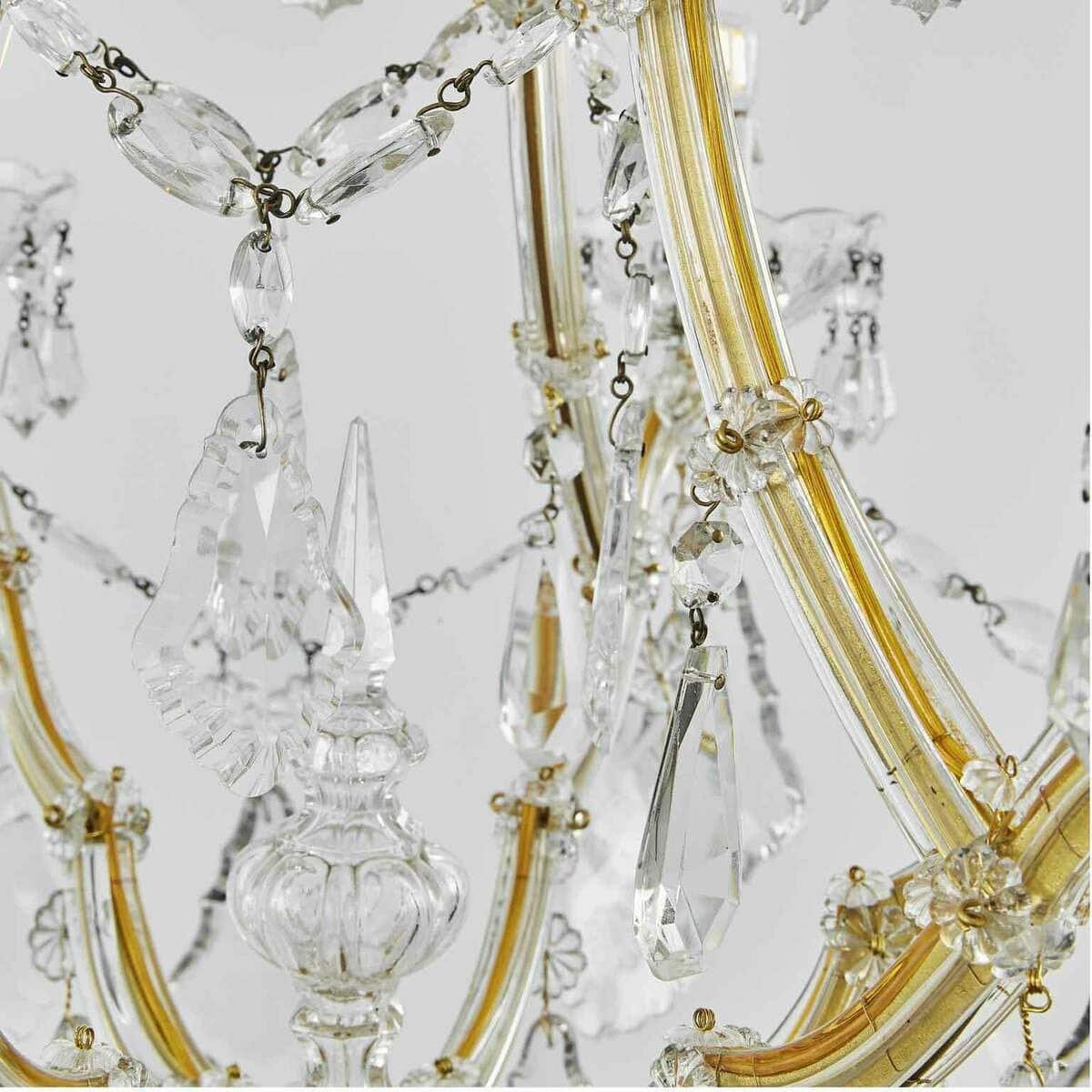 Italian Crystal Chandelier Maria Theresa Seven-Light Pendant 1950s - JAA