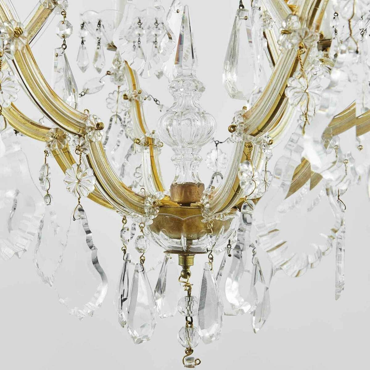 Italian Crystal Chandelier Maria Theresa Seven-Light Pendant 1950s - JAA
