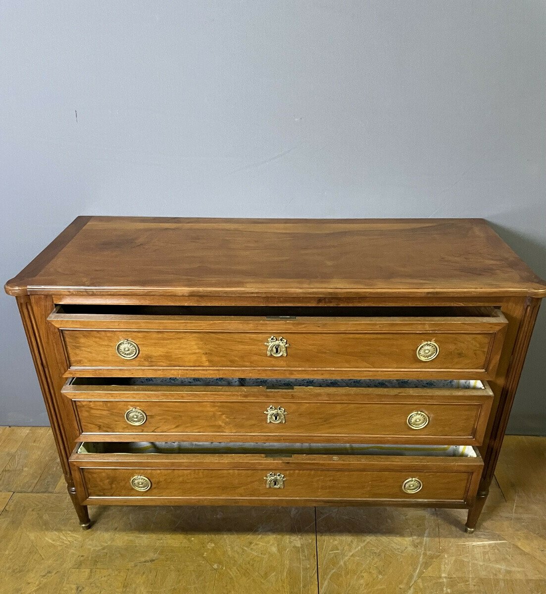 Louis XVI Style Chest Of Drawers In Walnut Circa 1880 - JAA