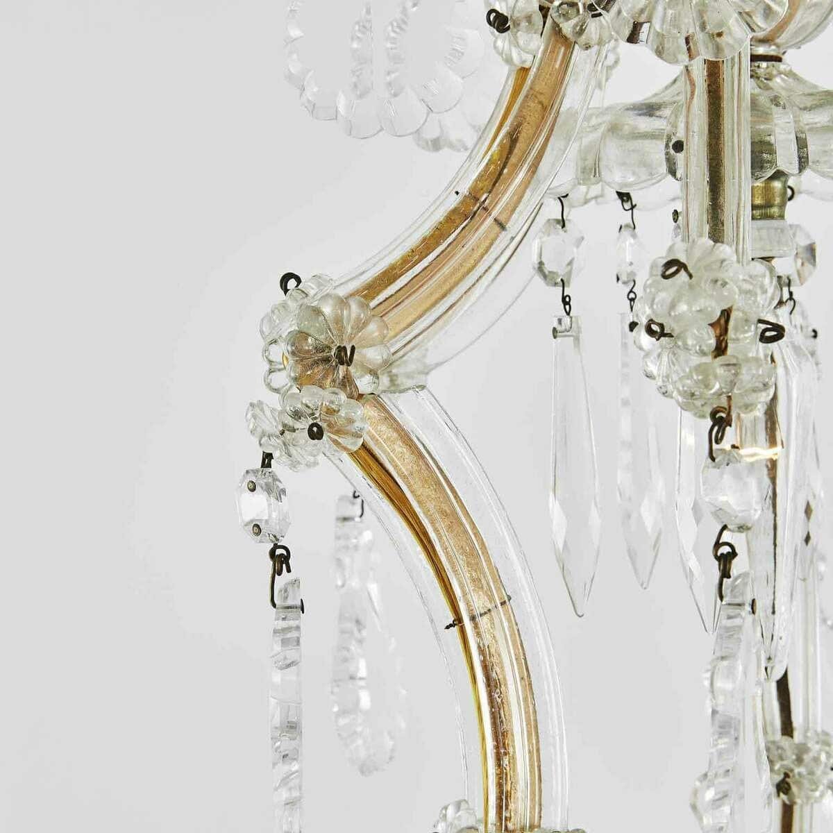 Italian Crystal Seven-light Chandelier Maria Theresa Style 1950s - JAA