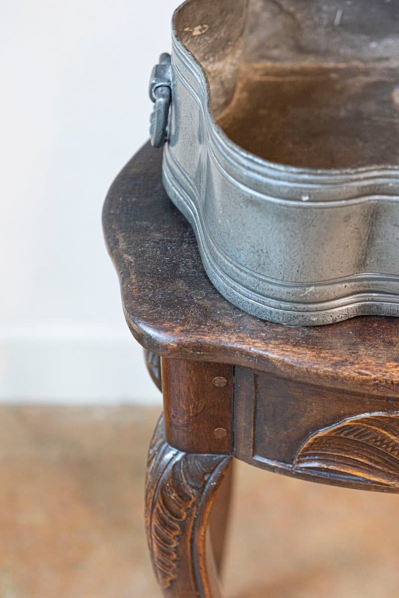 French 18th Century Louis XV Period Pewter Lavabo Mounted on Walnut Stand - JAA