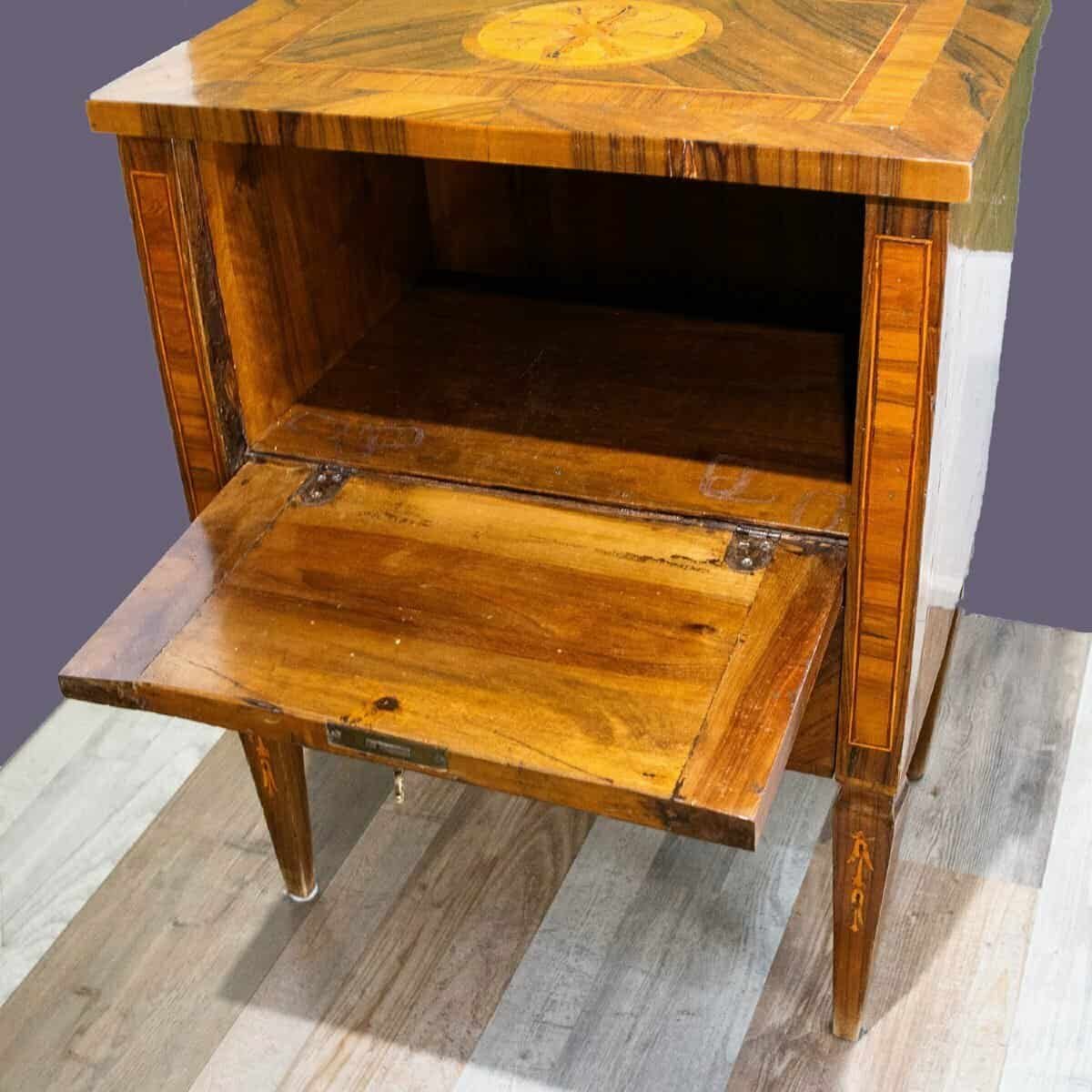 Walnut Bedside Table/nightstand, Louis XVI Style -xix Century - JAA