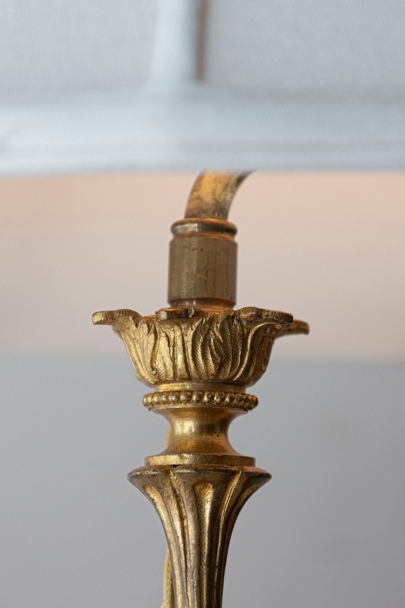 Pair of French 19th Century Neoclassical Style Marble and Bronze Putti Lamps - JAA