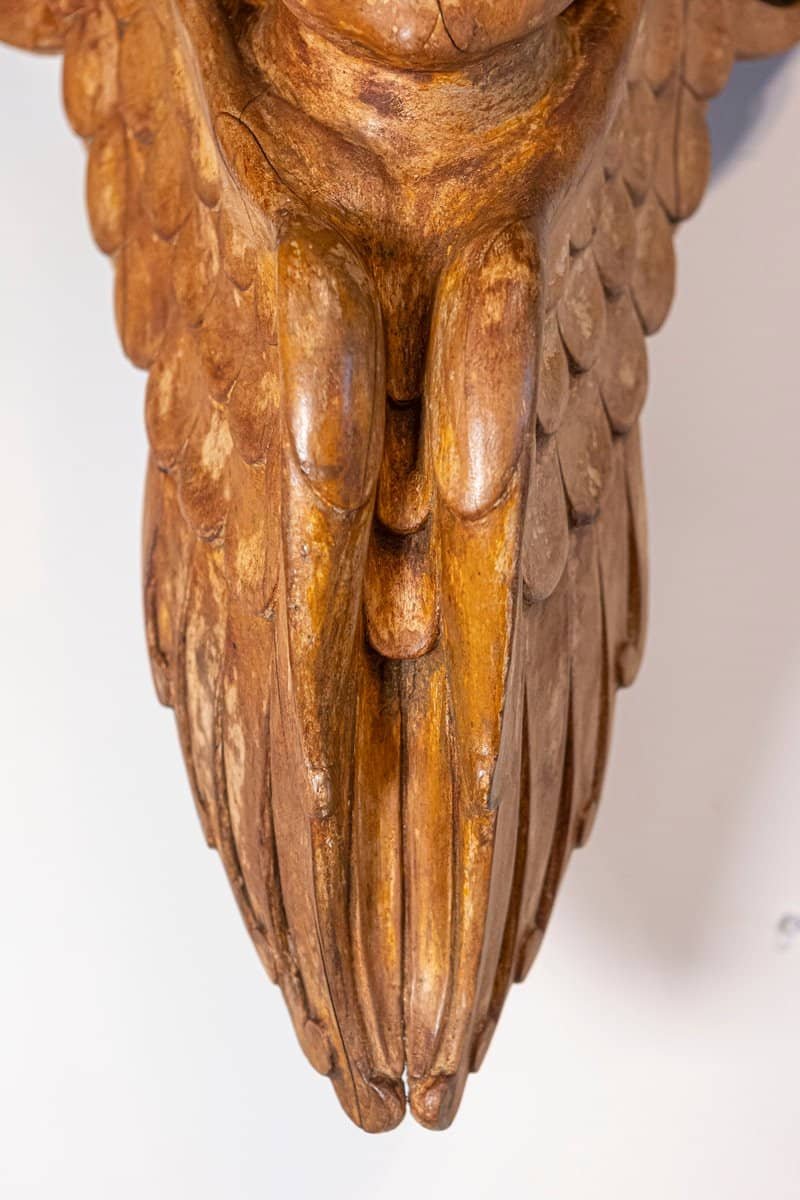 Pair of French 19th Century Wooden Wall Brackets with Carved Cherubs - JAA