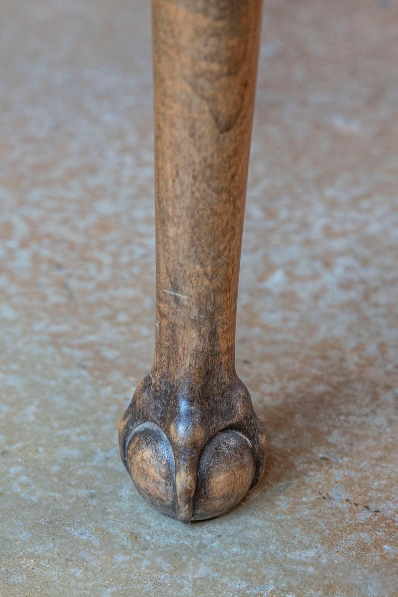 French 19th Century Carved Walnut Center Table with Original Variegated Marble - JAA