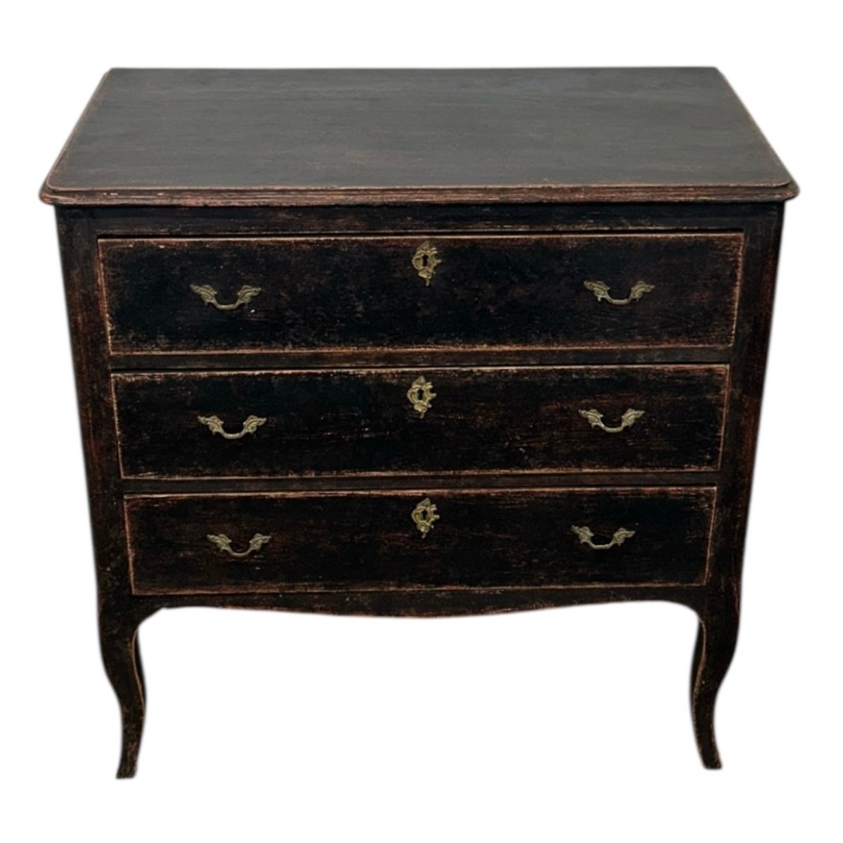 Neo-Rococo Chest of Black Painted Drawers Circa 1920-1940 - JAA
