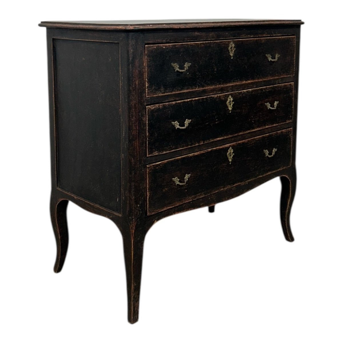Neo-Rococo Chest of Black Painted Drawers Circa 1920-1940 - JAA