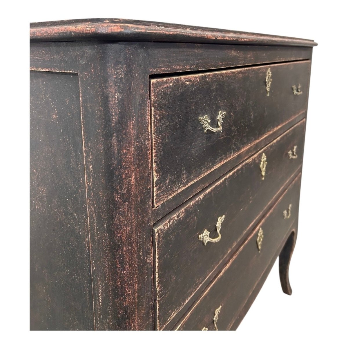 Neo-Rococo Chest of Black Painted Drawers Circa 1920-1940 - JAA