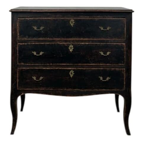 Neo-Rococo Chest of Black Painted Drawers Circa 1920-1940