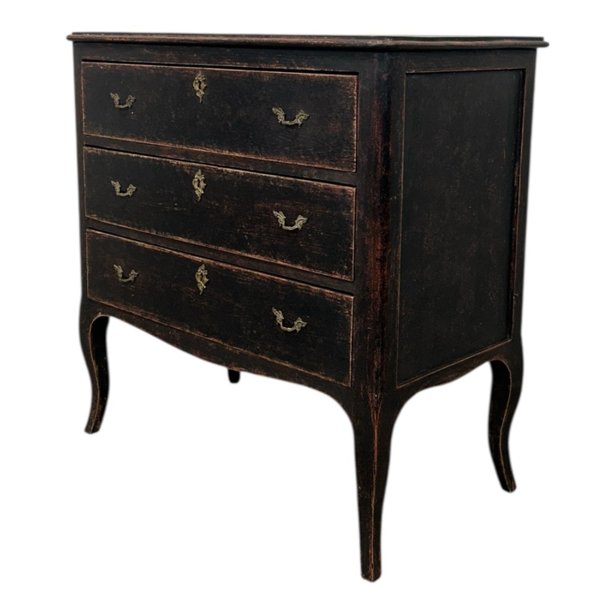 Neo-Rococo Chest of Black Painted Drawers Circa 1920-1940 - JAA
