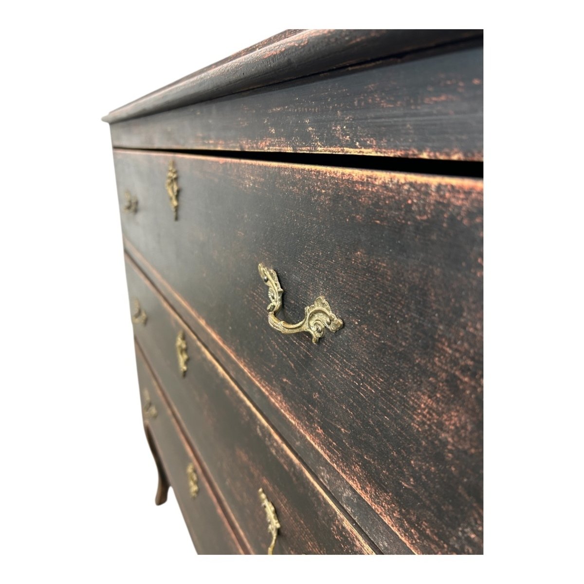 Neo-Rococo Chest of Black Painted Drawers Circa 1920-1940 - JAA
