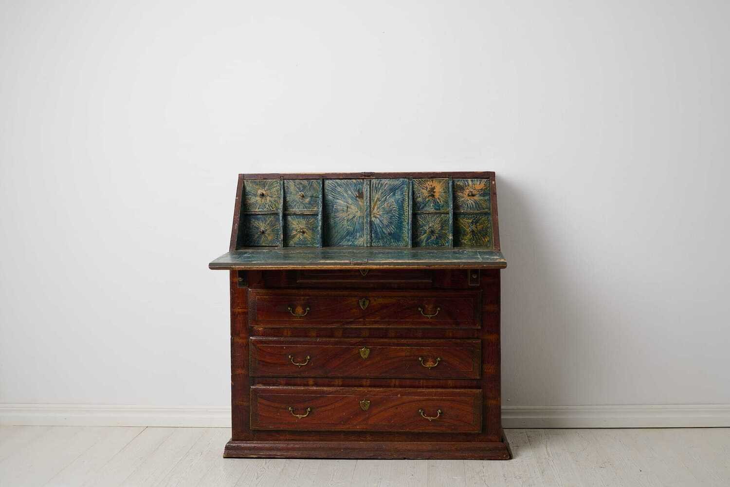 Antique Swedish Secretary Desk with Original Paint Circa 1848 - JAA