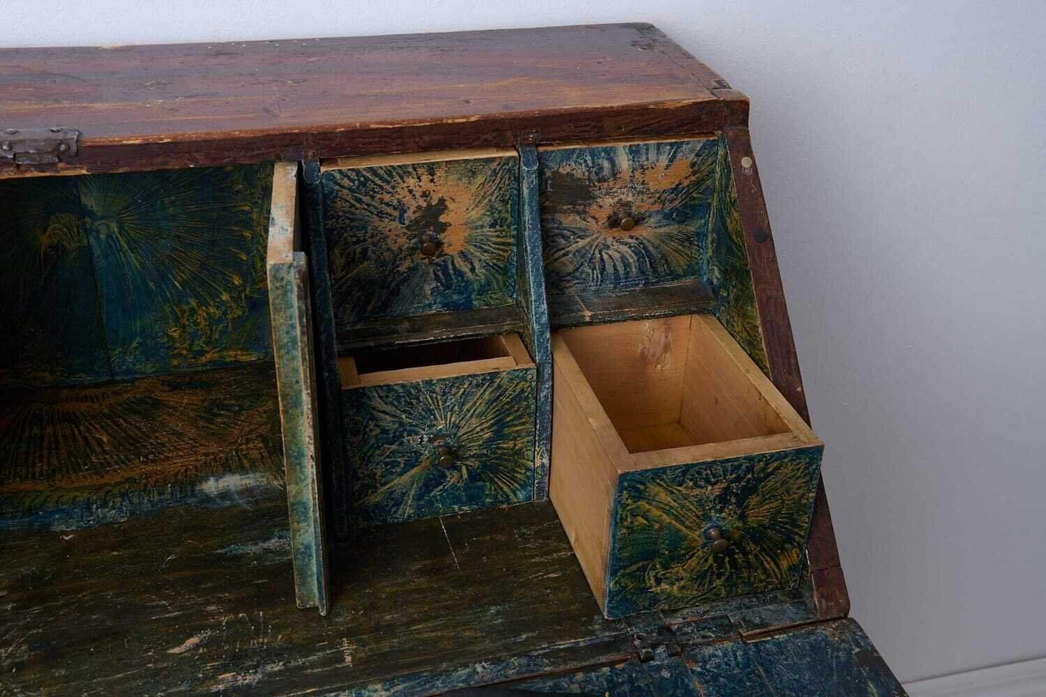 Antique Swedish Secretary Desk with Original Paint Circa 1848 - JAA