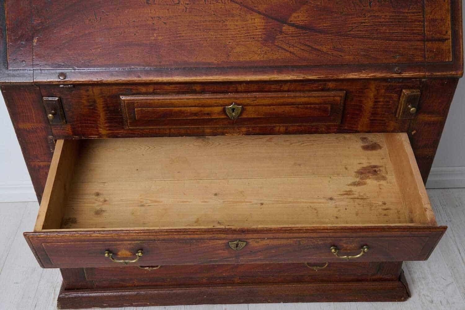 Antique Swedish Secretary Desk with Original Paint Circa 1848 - JAA