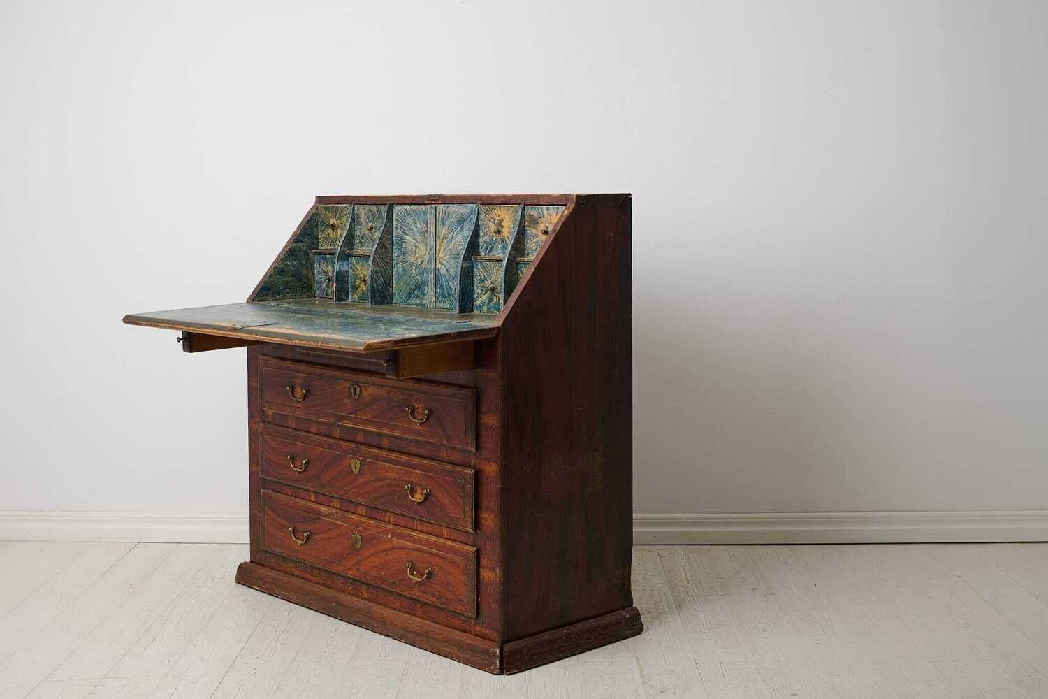 Antique Swedish Secretary Desk with Original Paint Circa 1848 - JAA