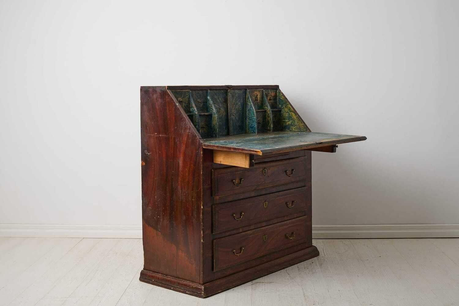 Antique Swedish Secretary Desk with Original Paint Circa 1848 - JAA