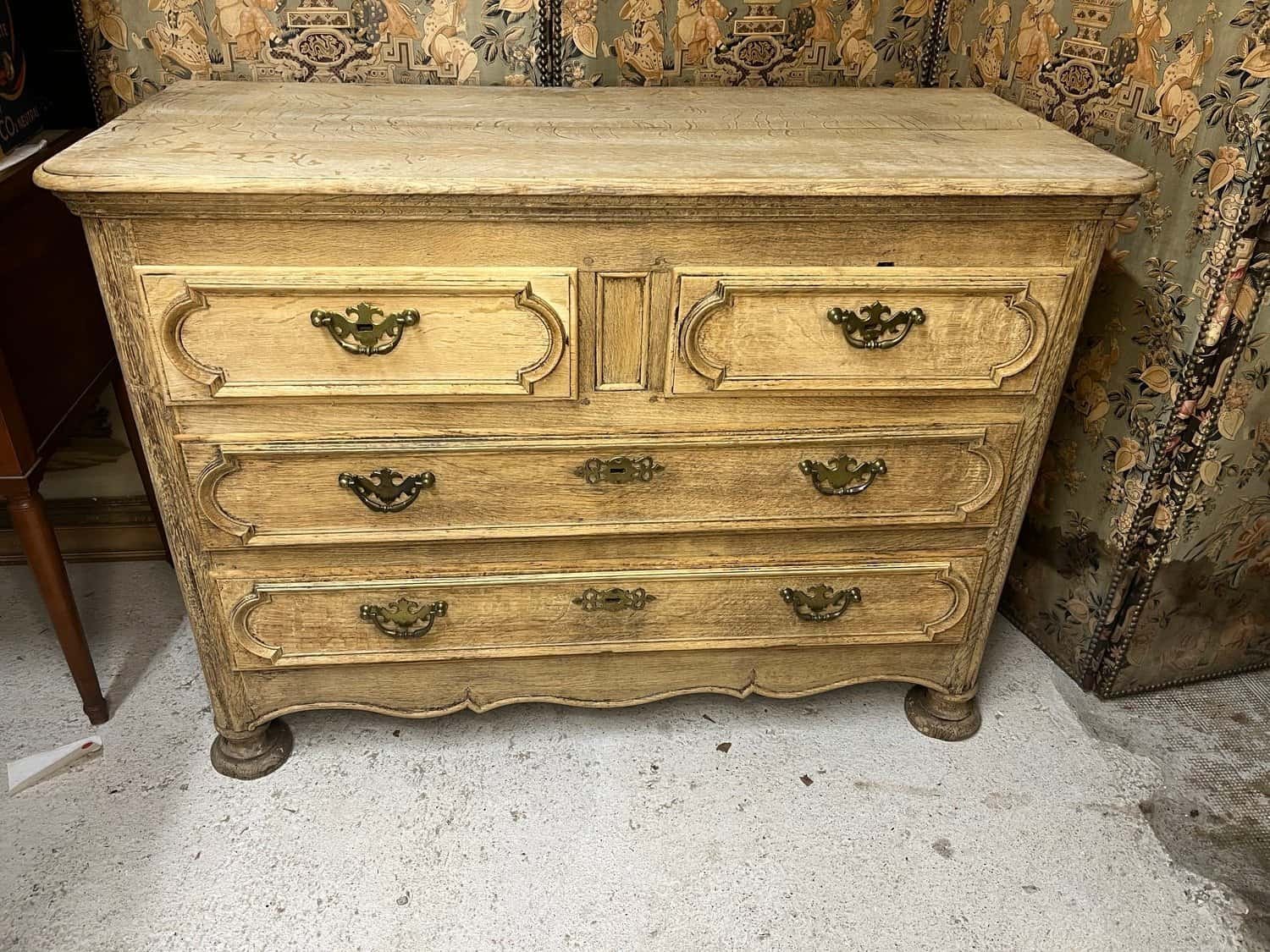 19th century Louis XIV chest of drawers in natural oak - JAA