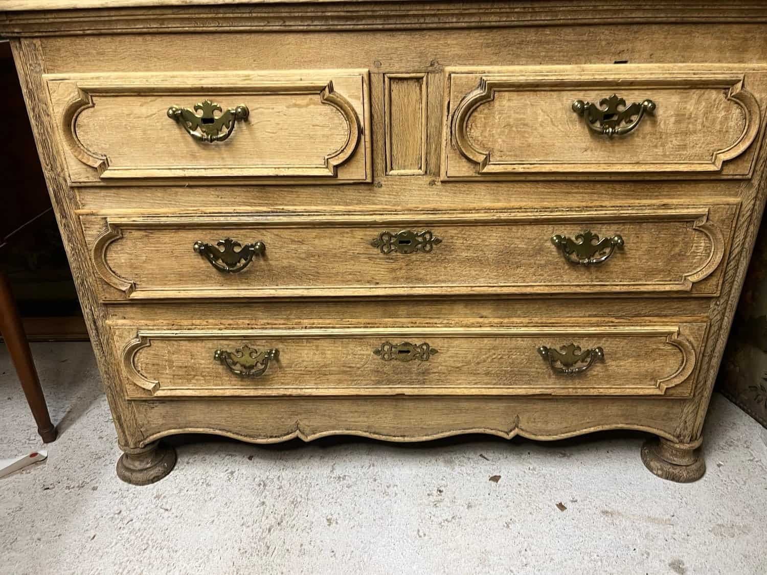 19th century Louis XIV chest of drawers in natural oak - JAA
