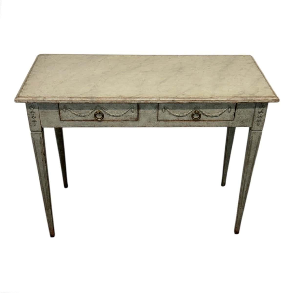 A simple and elegant antique pair of rectangular console tables - JAA