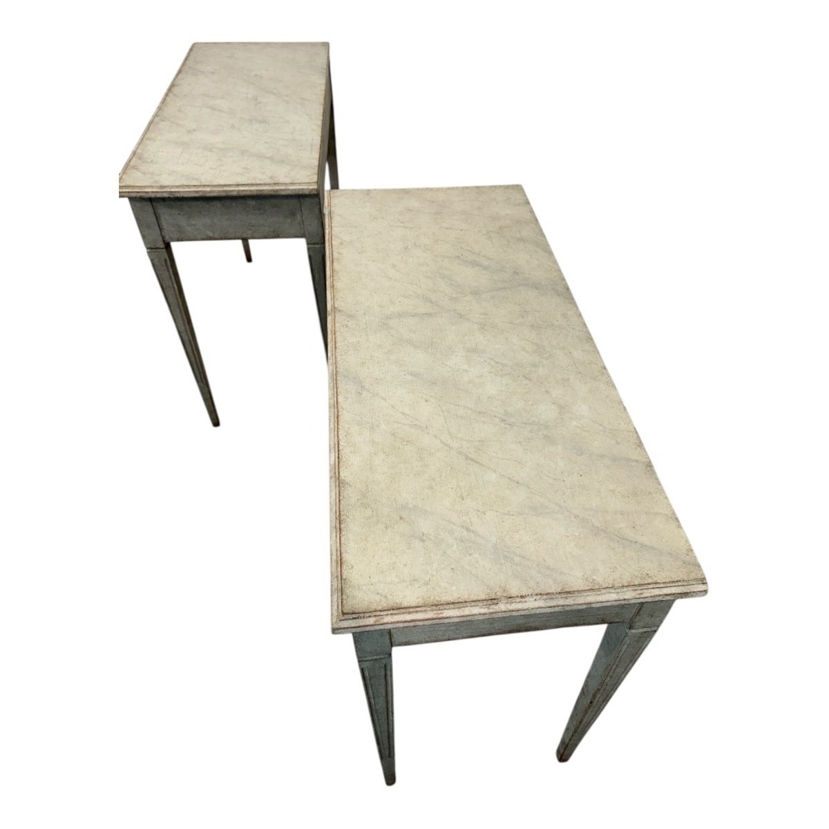 A simple and elegant antique pair of rectangular console tables - JAA