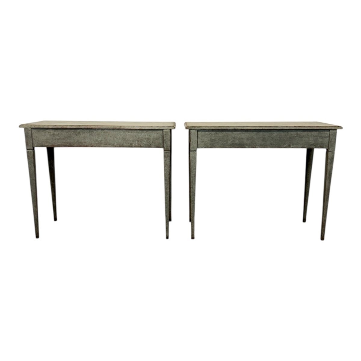 A simple and elegant antique pair of rectangular console tables - JAA