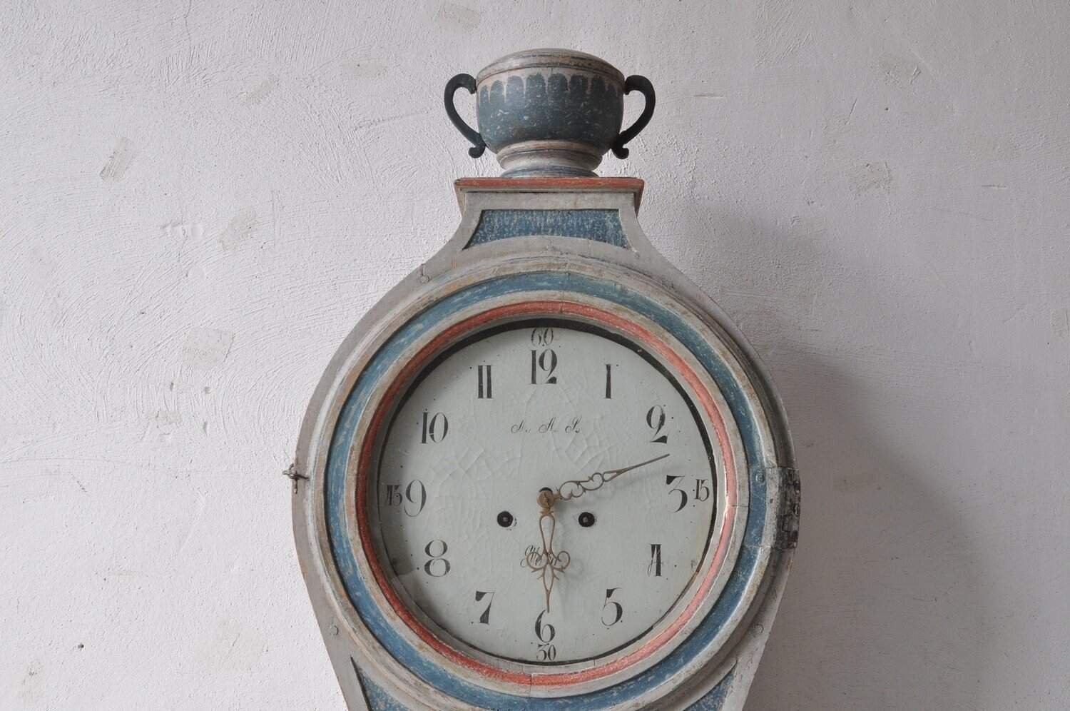 An early 19th century clock from Forsa in Halsingland in original paint - JAA