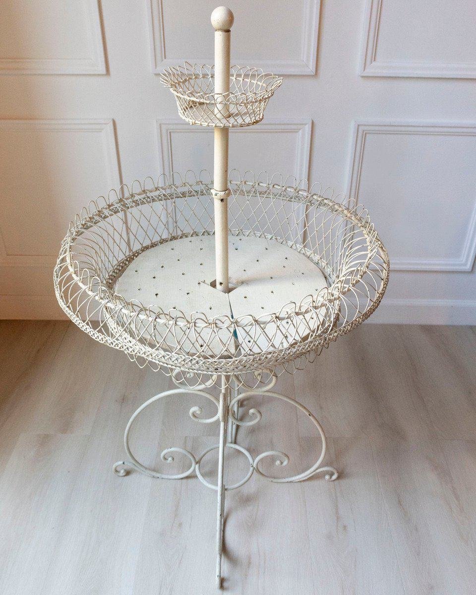 Early 20th Century Wrought Iron Two-Tier Planter with Braided Wire Detail - JAA