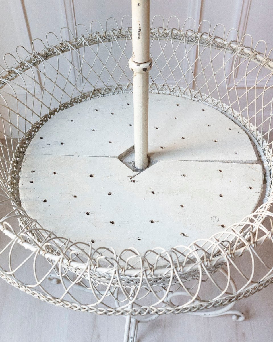 Early 20th Century Wrought Iron Two-Tier Planter with Braided Wire Detail - JAA