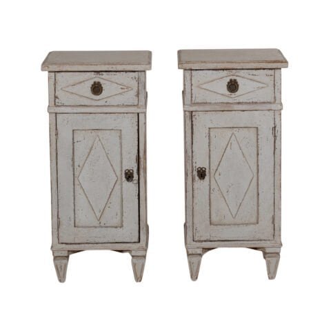 Pair of charming Swedish nightstands with one door and drawer,  circa 100 years old.