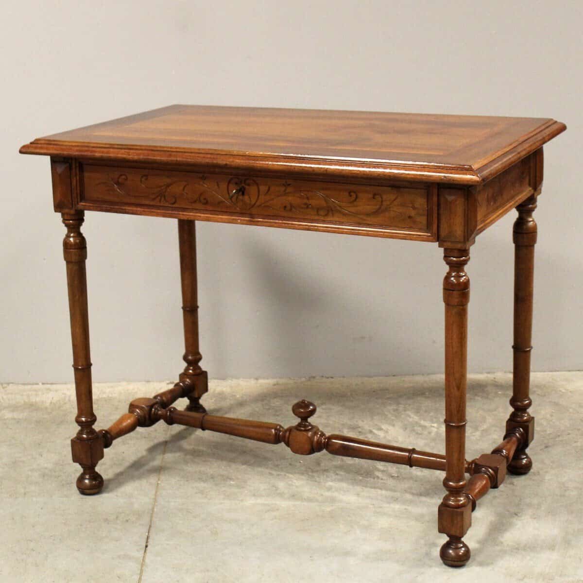 Antique Table Writing Desk In Walnut - 19th - JAA