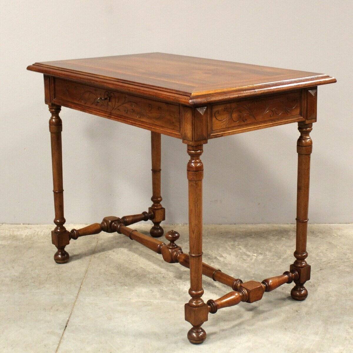 Antique Table Writing Desk In Walnut - 19th - JAA
