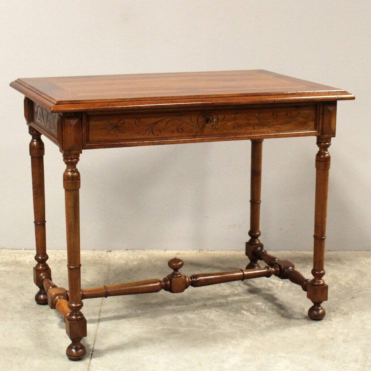 Antique Table Writing Desk In Walnut - 19th - JAA